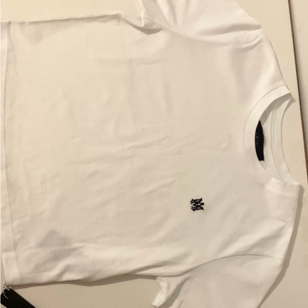 White AMIRI T-Shirt with Embroidered Logo